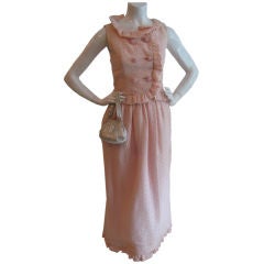 Haute Couture Courreges Pink Ruffle Trim 2-piece evening ensemble 7