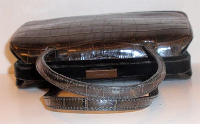 Prada Dark Brown Alligator Embossed Handbag, Circa 1990 5