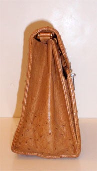 Marquesa Tan Ostrich Handbag, Circa 1960 2