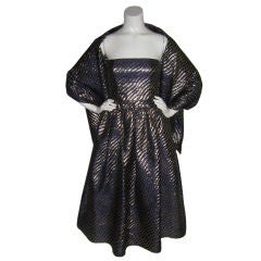Jeanne Lanvin Purple and gold lurex silk cocktail dress & wrap 11