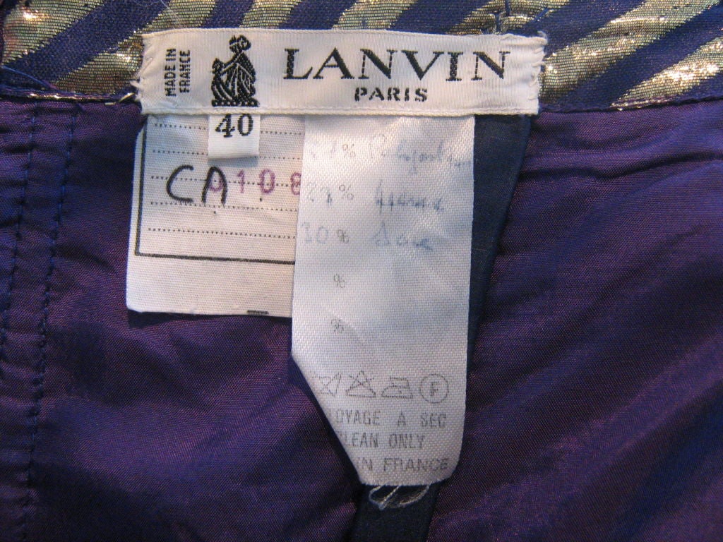 Jeanne Lanvin Purple and gold lurex silk cocktail dress & wrap In Good Condition For Sale In Los Angeles, CA