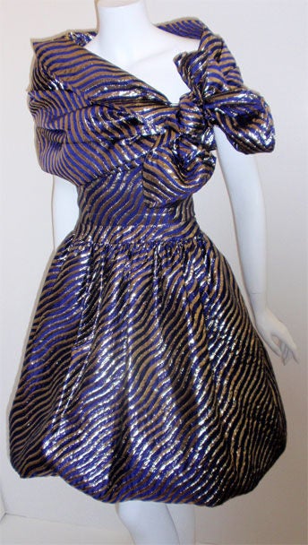Jeanne Lanvin Purple and gold lurex silk cocktail dress & wrap For Sale 1