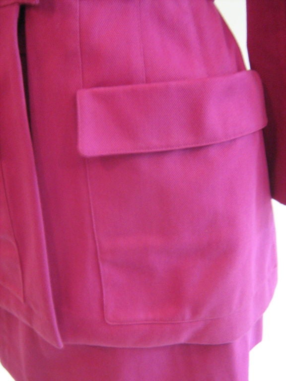 Lagerfeld Fuschia Fitted Button up Jacket with Skirt Suit 3