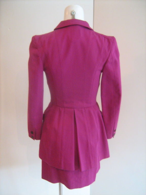 Pink Lagerfeld Fuschia Fitted Button up Jacket with Skirt Suit