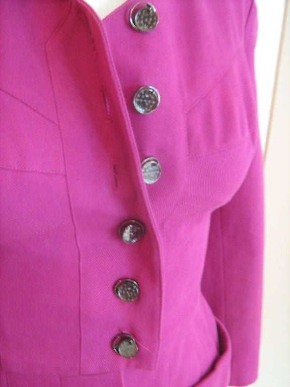 Lagerfeld Fuschia Fitted Button up Jacket with Skirt Suit 4