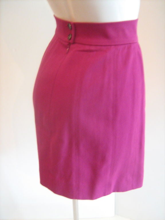 Lagerfeld Fuschia Fitted Button up Jacket with Skirt Suit 2