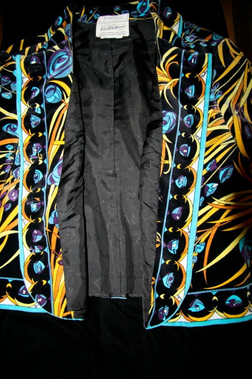 Pucci 1970s Printed Velveteen Suit For Sale 2