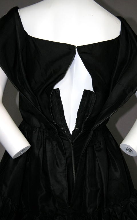 YSL for Christian Dior Black Silk Tafetta Tiered Cocktail Dress For Sale 4