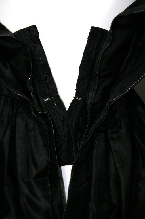 YSL for Christian Dior Black Silk Tafetta Tiered Cocktail Dress For Sale 5
