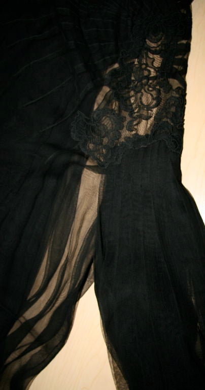 1930s CHANEL Black Silk Soufflé Gown 3