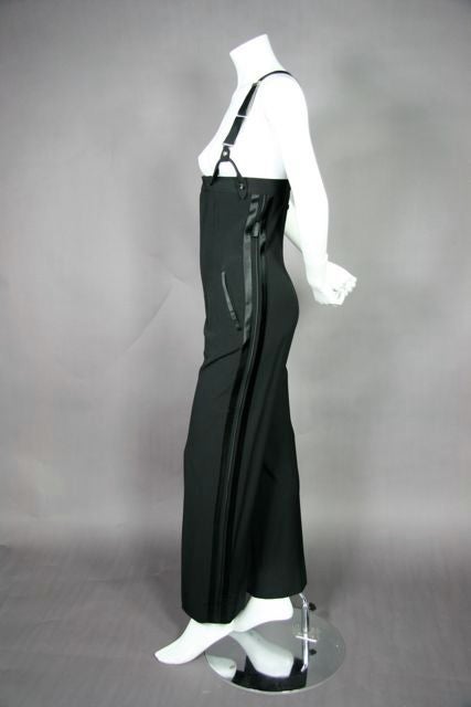 Women's Gaultier 1990's high-waisted tuxedo slacks + suspenders