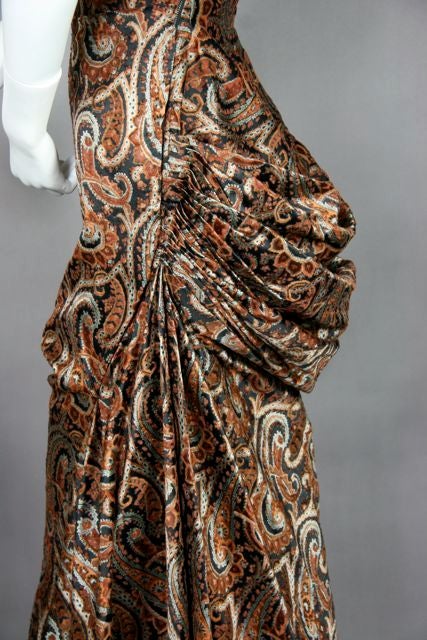 Givency Couture 1950s Printed Devoré Silk Velvet Gown In Excellent Condition For Sale In Los Angeles, CA