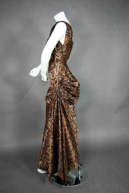 Women's Givency Couture 1950s Printed Devoré Silk Velvet Gown For Sale