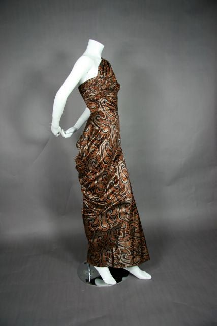 Givency Couture 1950s Printed Devoré Silk Velvet Gown For Sale 2