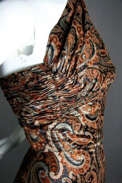 Givency Couture 1950s Printed Devoré Silk Velvet Gown For Sale 3