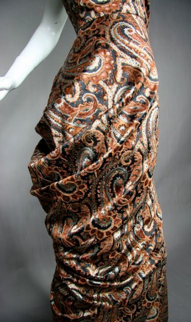 Givency Couture 1950s Printed Devoré Silk Velvet Gown For Sale 4