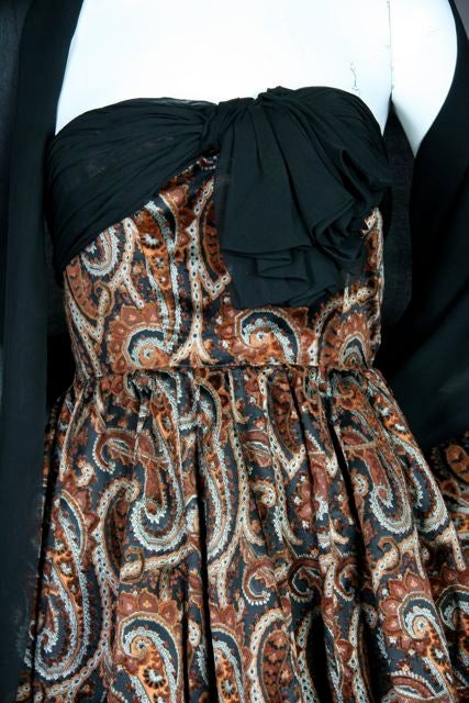 Givenchy 1950s Strapless Printed Silk Devoré Velvet Dress + Stole In Excellent Condition For Sale In Los Angeles, CA