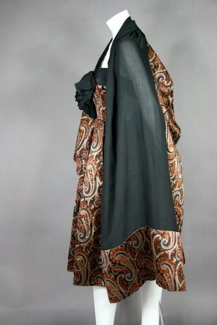 Women's Givenchy 1950s Strapless Printed Silk Devoré Velvet Dress + Stole For Sale