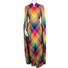 Pauline Trigere Rainbow Gown with lantern sleeves