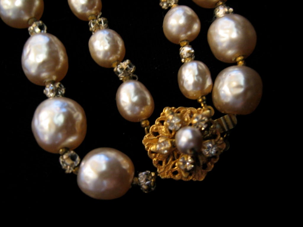 Women's Miriam Haskell double strand pearl necklace