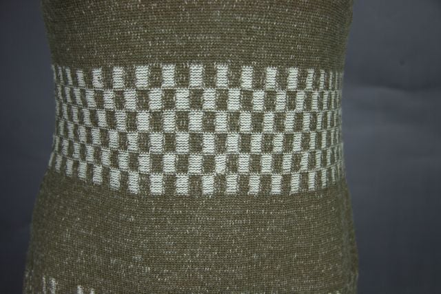 Gray Rudi Gernreich 1970s Brown Geometric Knit Pattern Dress