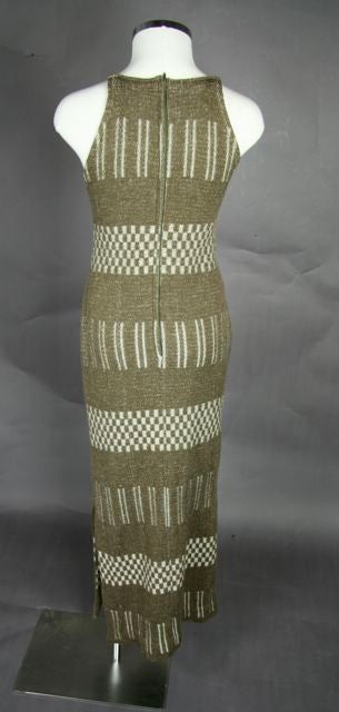 Rudi Gernreich 1970s Brown Geometric Knit Pattern Dress 3