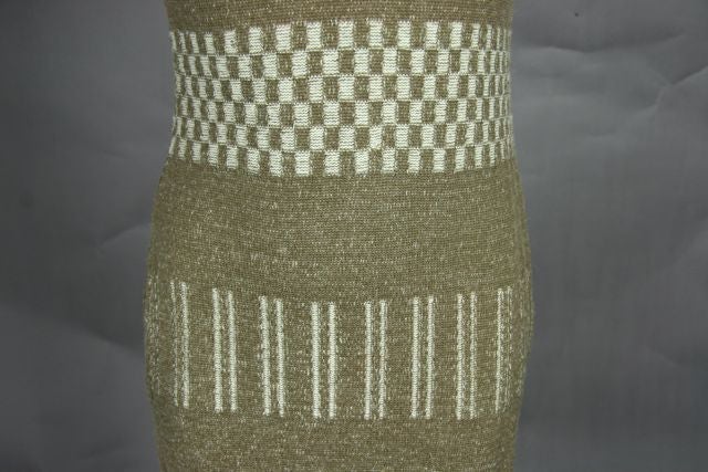 Rudi Gernreich 1970s Brown Geometric Knit Pattern Dress 1