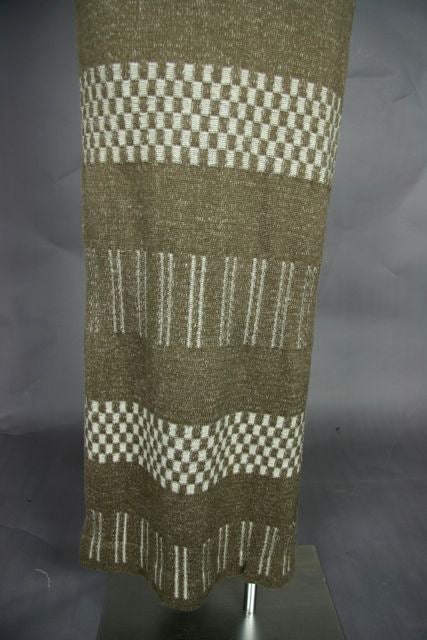 Women's Rudi Gernreich 1970s Brown Geometric Knit Pattern Dress