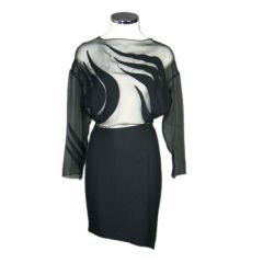 Vintage Mugler Black peek-a-boo cut out asymetrical dress