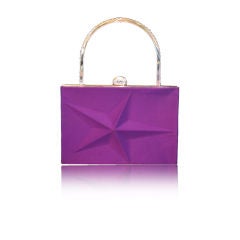 Mugler Purple Silk Evening Bag with Rhinestones