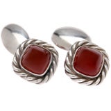 Early Kalo Carnelian Sterling Silver Cufflinks