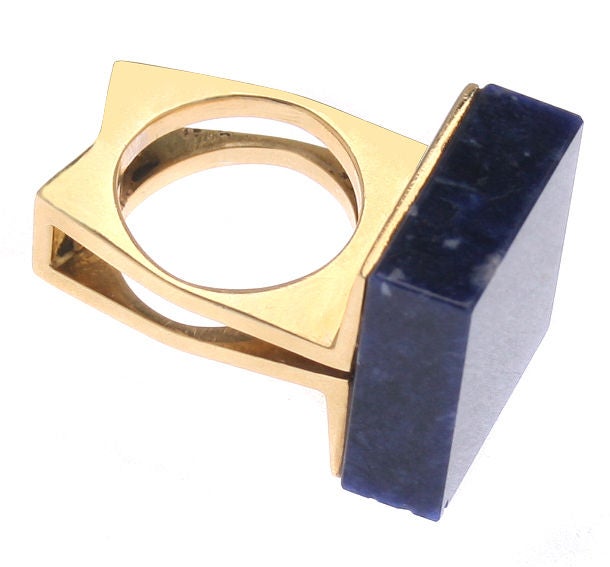 Women's Cartier 18kt Gold & Lapis Modernist Ring