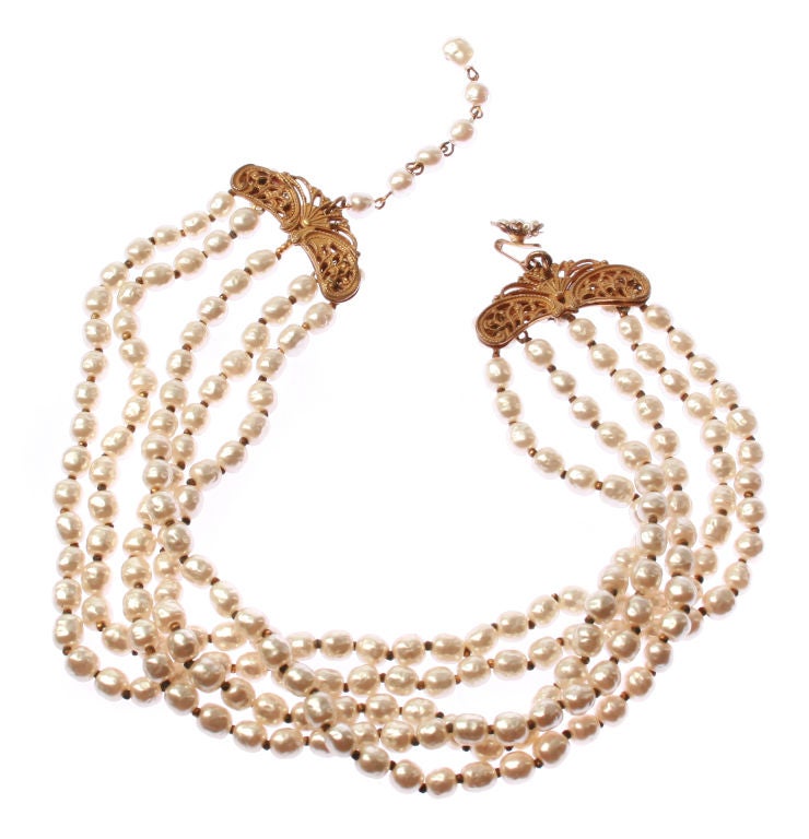 Women's Miriam Haskell Multi Strand  Pearl Necklace