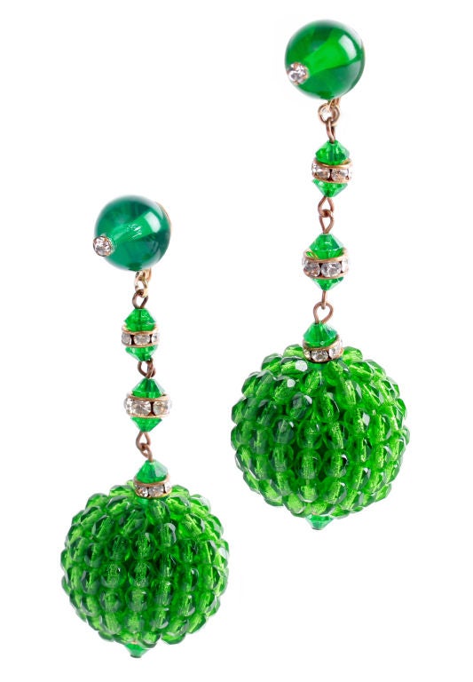 These are really nicely made earrings consisting of faceted glass beads and beads with rhinestone accents.  These are quite handsome and wearable.