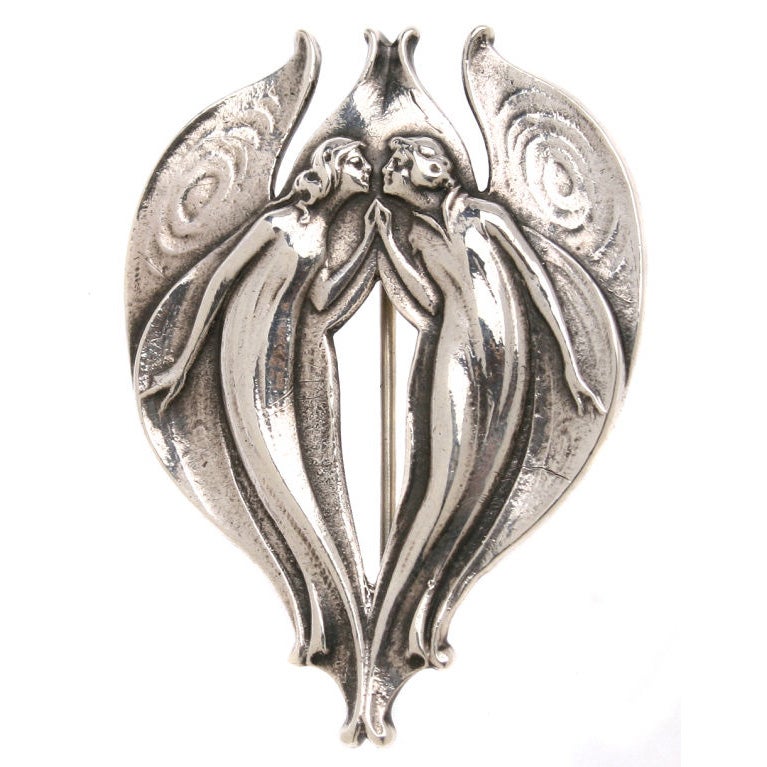 Gorham Sterling Art Nouveau  Fairy  Brooch