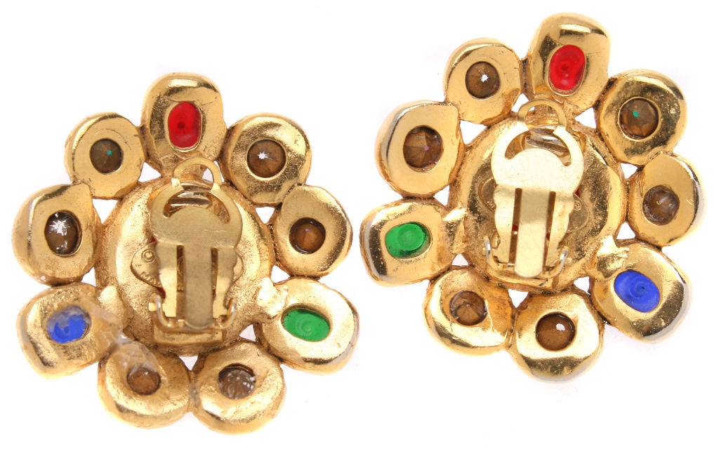 Women's Chanel Earrings with Poured Glass Cabochons