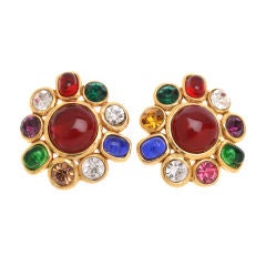 Chanel Earrings with Poured Glass Cabochons