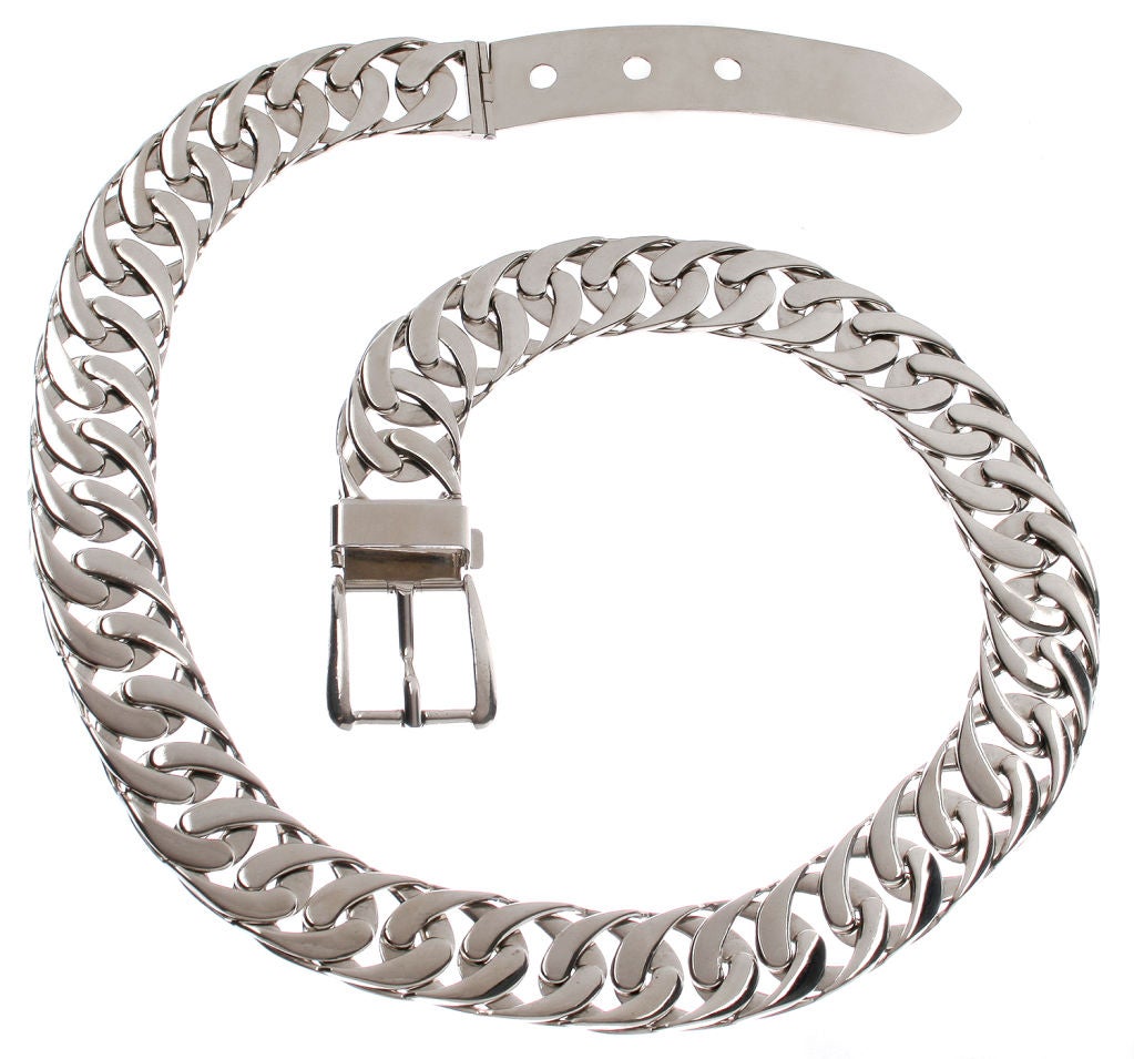 Gucci Large silver Link Belt at 1stdibs