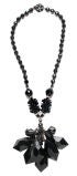 Miriam Haskell  Faceted Black Glass and Rhinestone Necklace