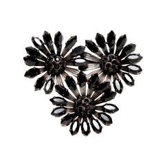 Vintage Giorgio Armani Black Faceted Floral Brooch