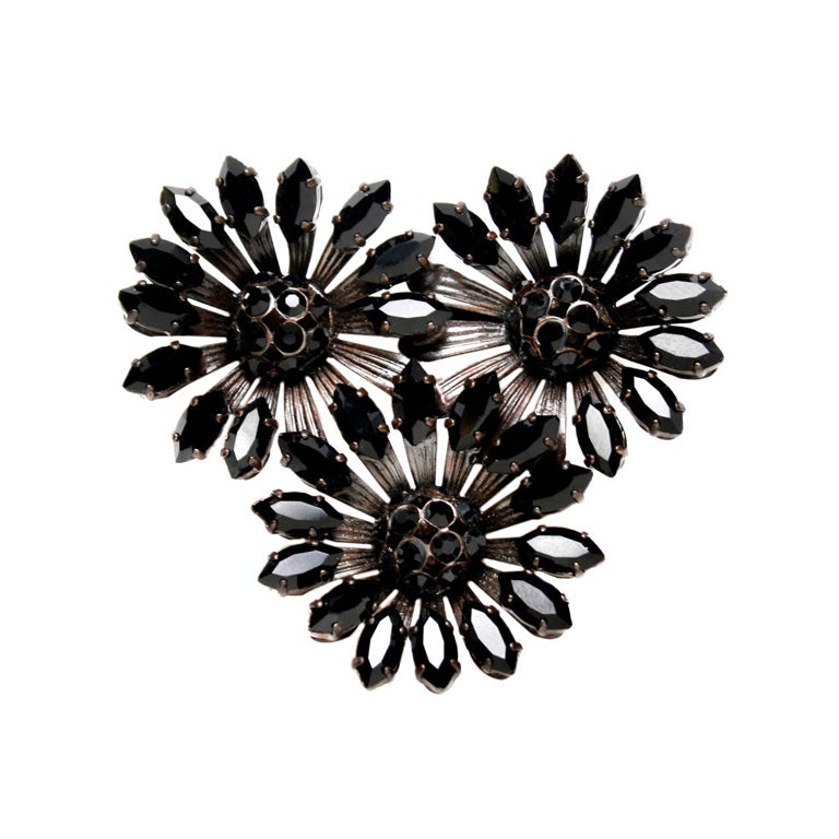 Giorgio Armani Black Faceted Floral Brooch at 1stDibs armani brooch