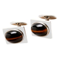 Early Kalo Serling and Tigers Eye Cufflinks