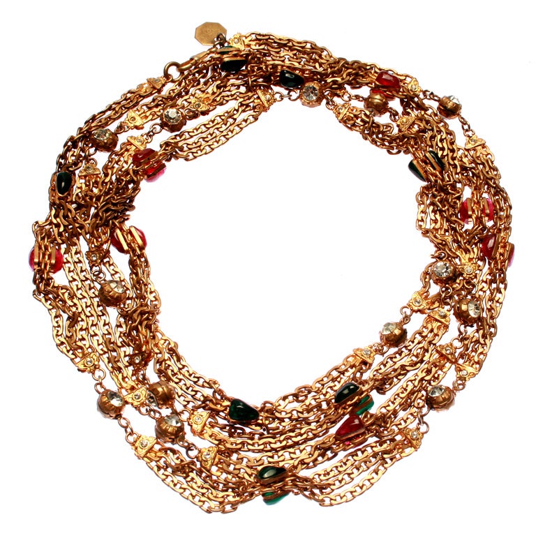 Vintage Chanel Costume Jewelry Necklace with Poured Glass Beads at 1stDibs