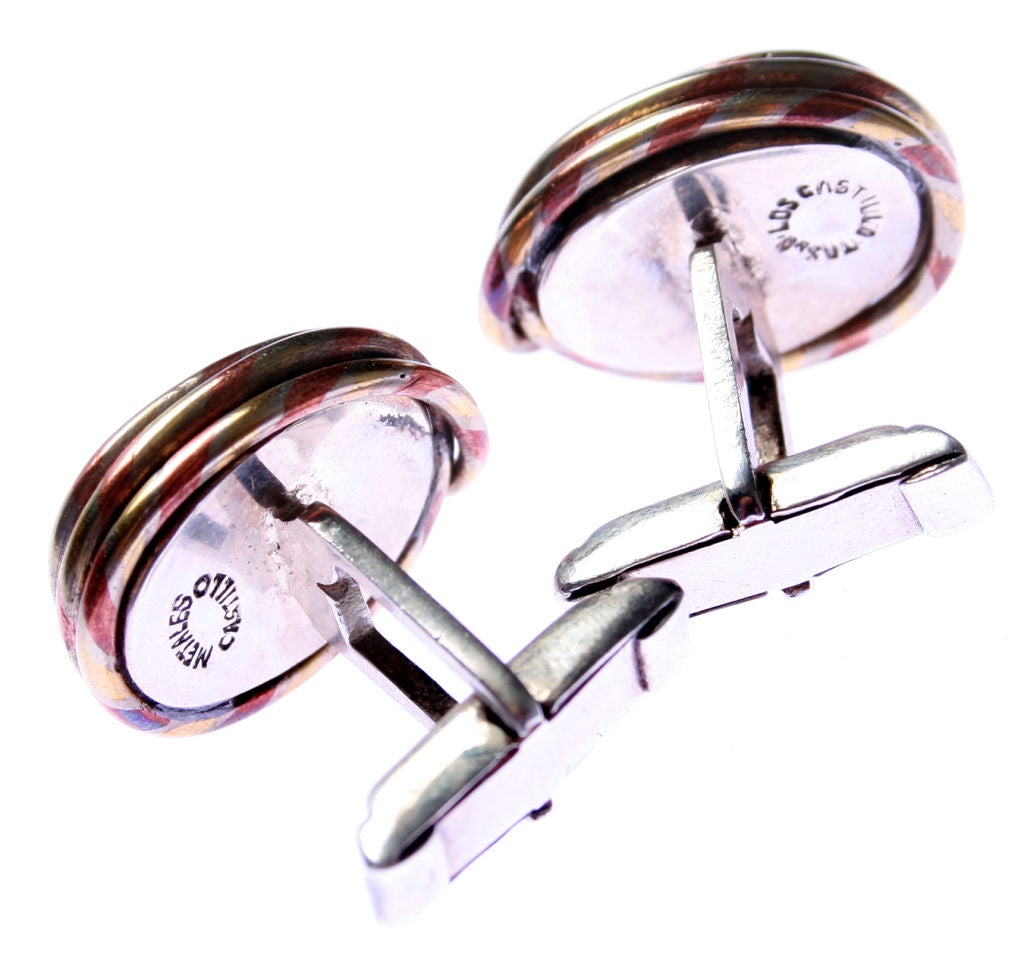 Unusual Los Castillo Snake Cufflinks Mixed Metals 2