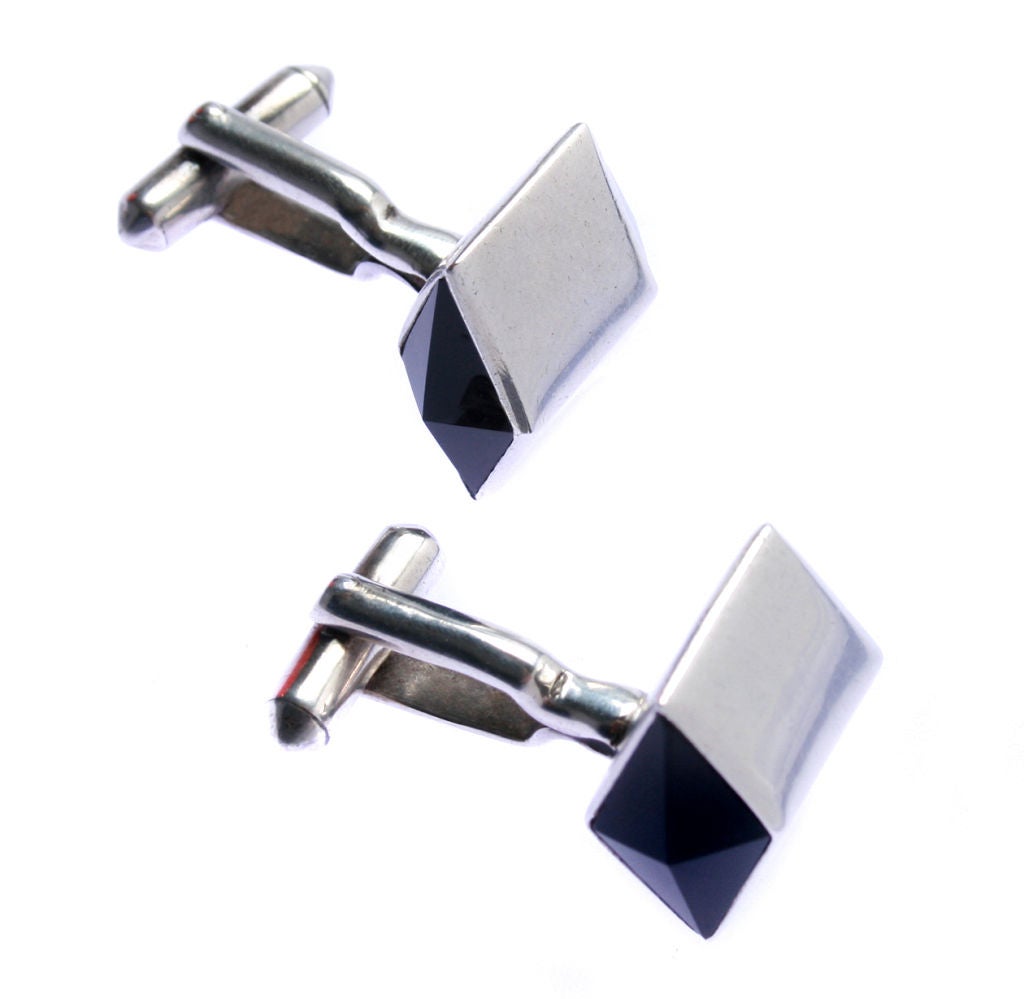 These are modern, elegant and wearable cufflinks. The front of cuff link measures .75”L x .75”w x .5”d