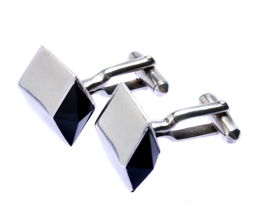 Antonio Pineda  Modernist Geometric Sterling Silver Cufflinks For Sale 1