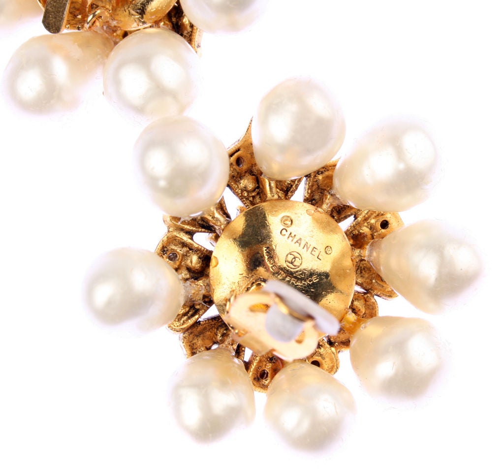 CHANEL Pearl, Rhinestone and Poured Glass Earrings 1