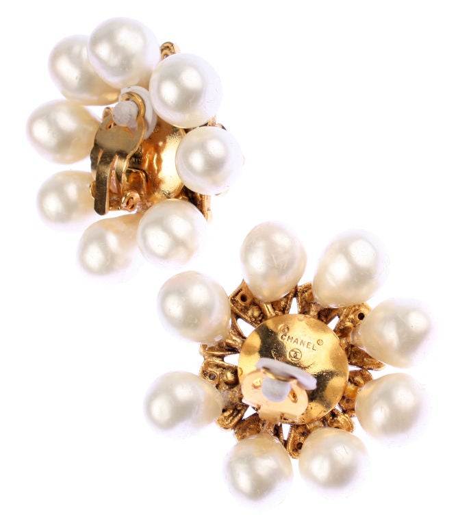 CHANEL Pearl, Rhinestone and Poured Glass Earrings 2