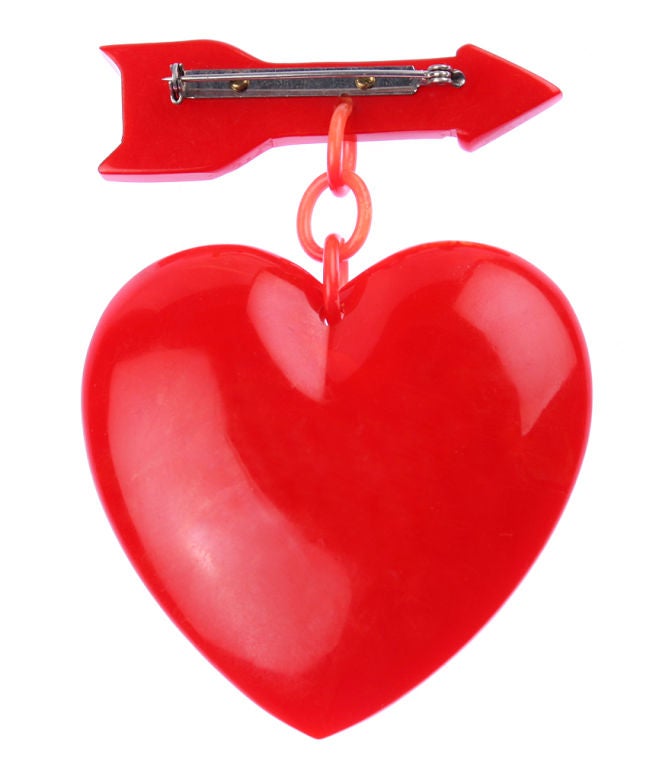 Women's Large Bakelite Heart and Arrow Brooch