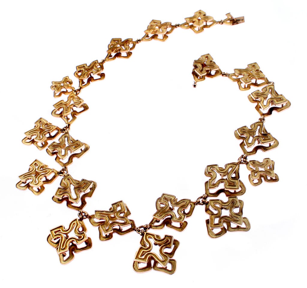 Women's Chaumet Fabulous Gold Necklace and Earring Suite For Sale